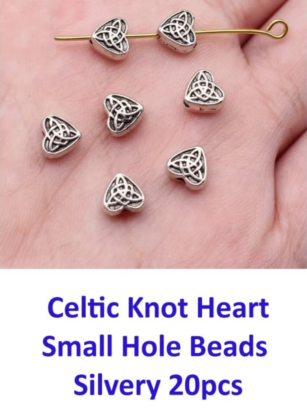 20pcs of Celtic Knot Heart Small Hole Beads